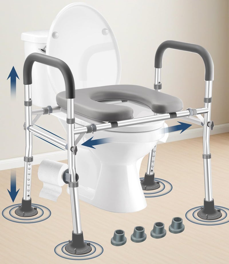 Brosive Toilet Seat Riser with Handles, 500lb Raised Toilet Seat, Adjustable Height & Width, Handicap Raised Toilet Chair for Seniors, Fit Any Toilet - Image 1
